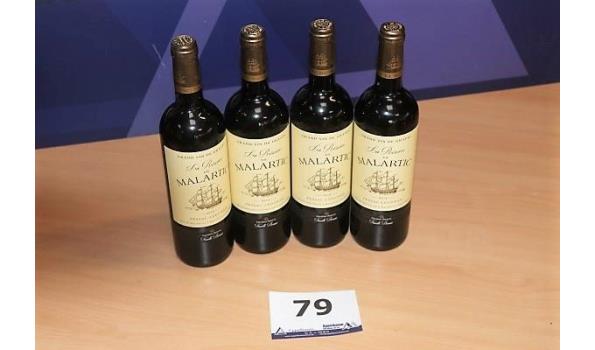 4 flessen à 75cl rode wijn LA Reserve de  MALARTIC Grand Cru Classé de Gravfes 2016